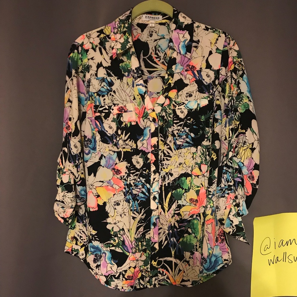 Express Floral Portofino Shirt Sz Sm